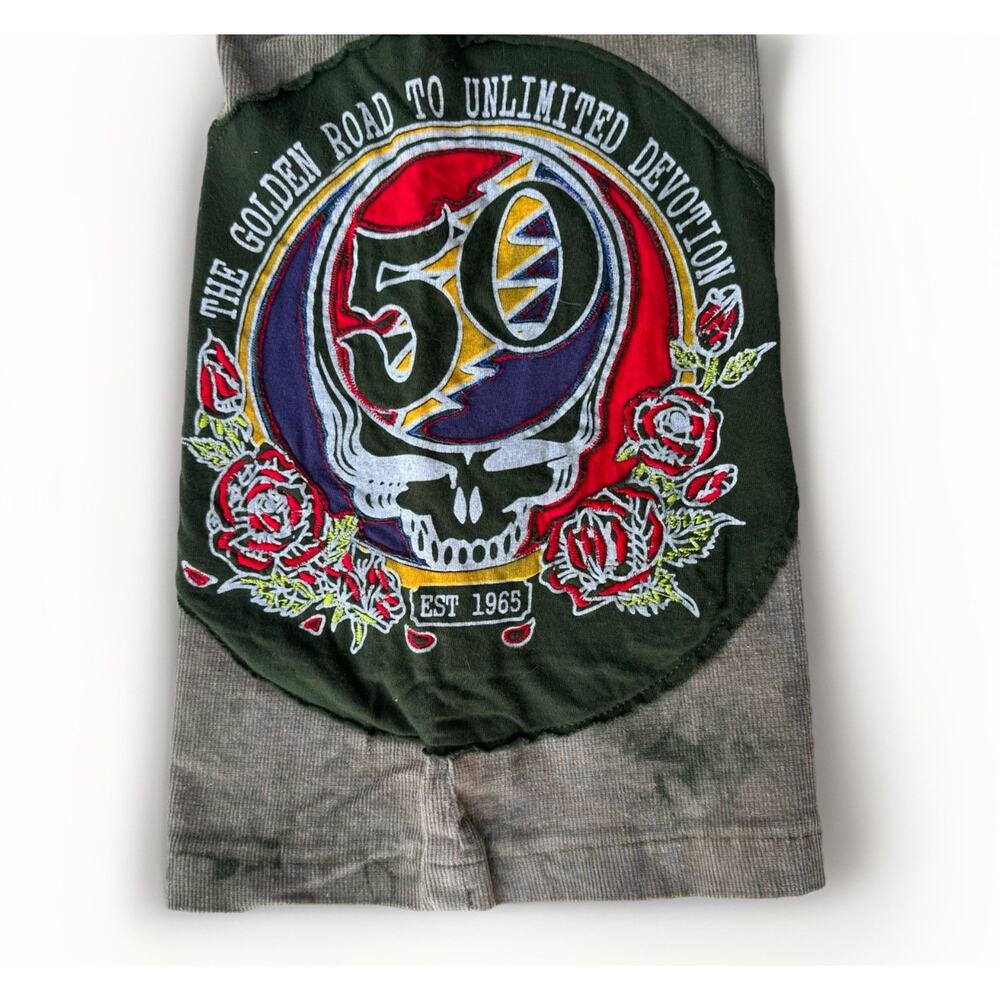 Grateful Dead Corduroy Pants Womens S Olive Green Tie Dye 50th Patch Hippie Boho - Picture 4 of 11